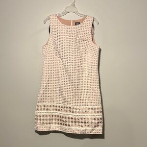 Vince Camuto white/tan eyelet sleeveless dress sz 14